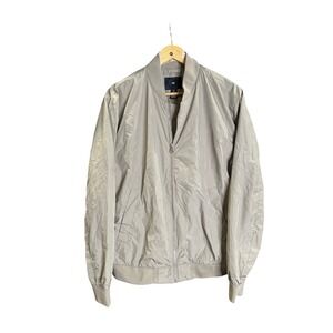 H&M Mens Bomber Jacket Size L Beige Lightweight Full Zip Casual Outerwear